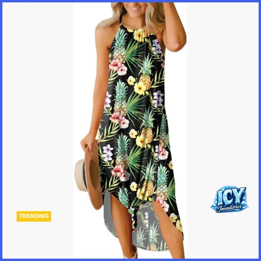 Polyester Spandex Halter Maxi Dress with Side Slit Keyhole Back